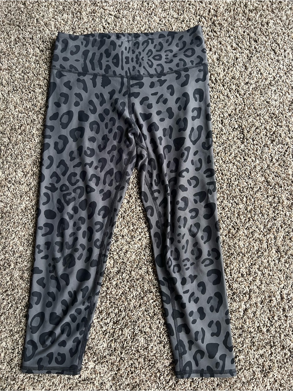 Becco Gray Black Leopard Print High Rise Leggings Large